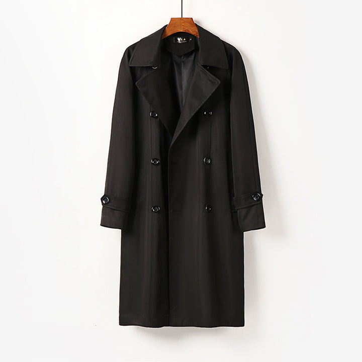 Herren Wasserabweisender Doppelreihiger Trenchcoat mit breitem Revers und knieumspielender Länge Drune