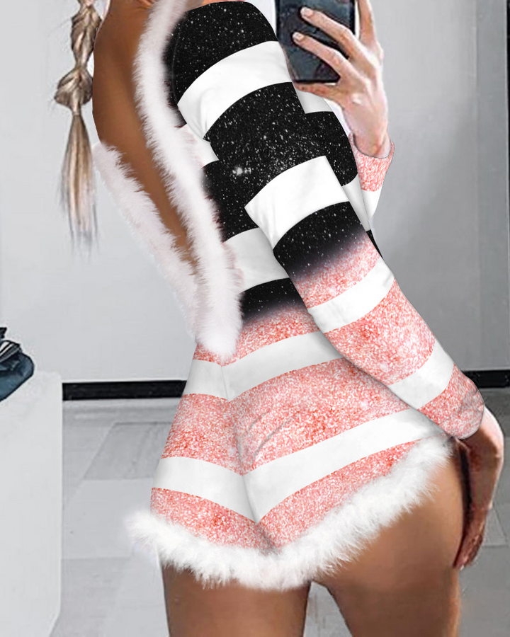 Drune | Weihnachts Floral Sexy Body Tight Jumpsuit Shorts