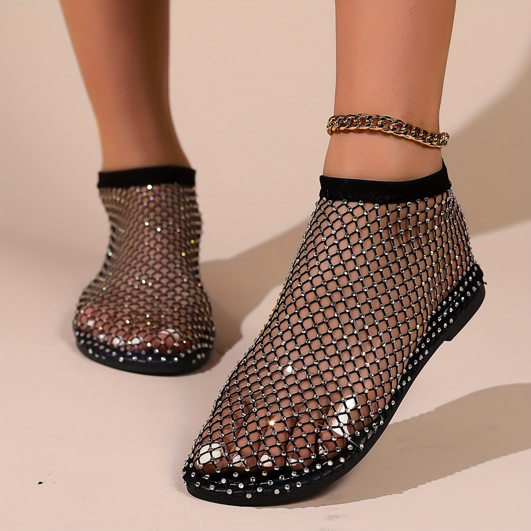 Drune | Konstruktion Strasa, Flache Schuhe, Durchsichtige Sandalen für Den Strand