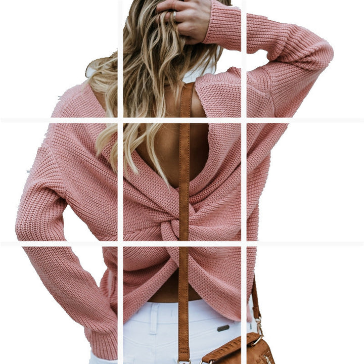 Damen Strickpullover im modernen Wickeldesign Drune