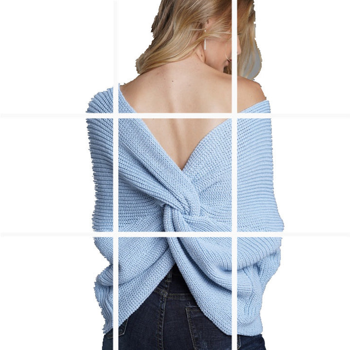 Damen Strickpullover im modernen Wickeldesign Drune