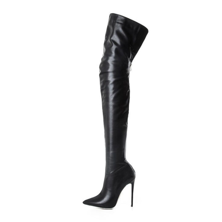 Drune | Overknee Stiefel mit Goldenem Absatz und Reißverschlussdetail