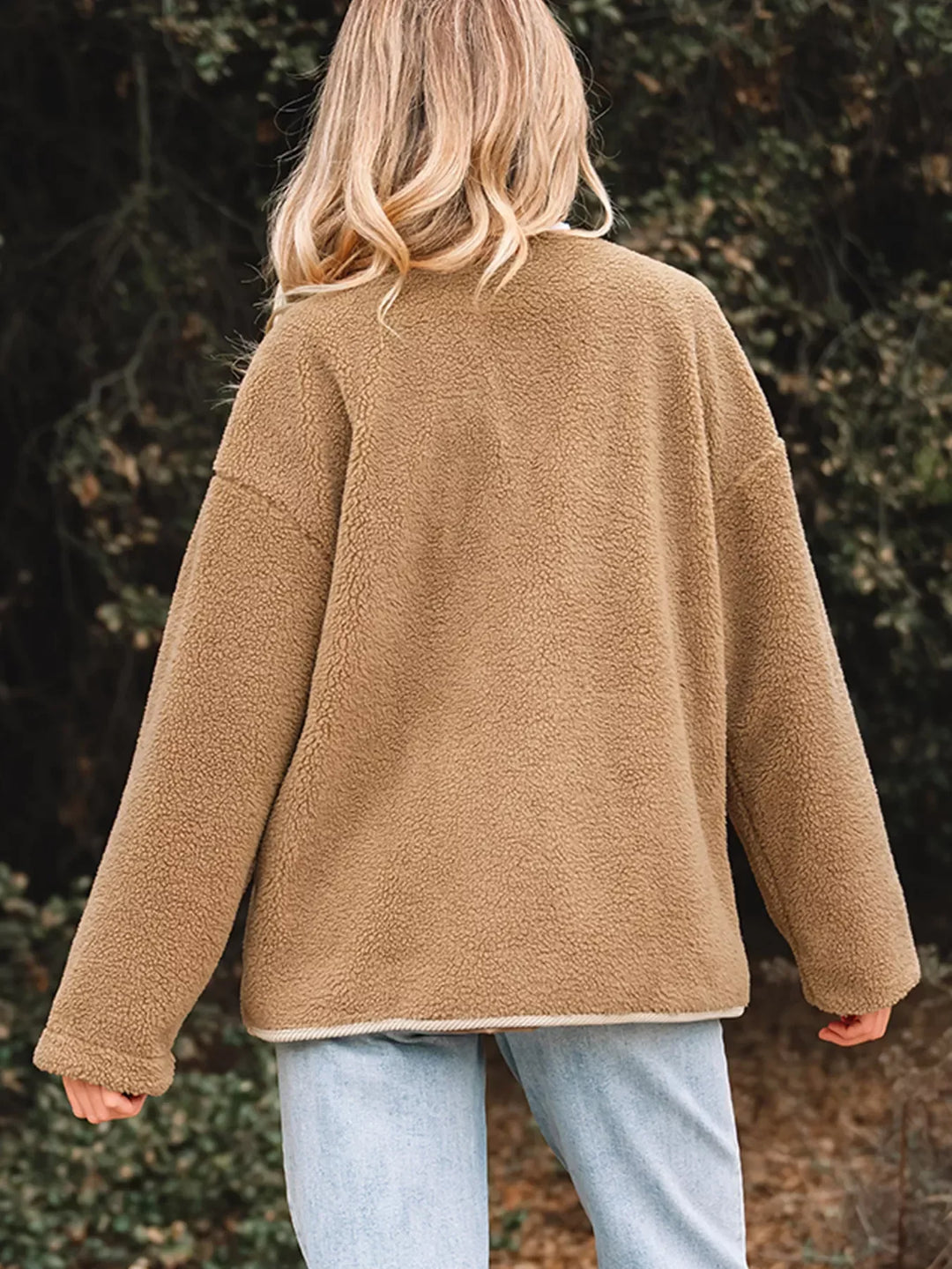 Drune | Damen Button-Front Sherpa Teddy Jacke