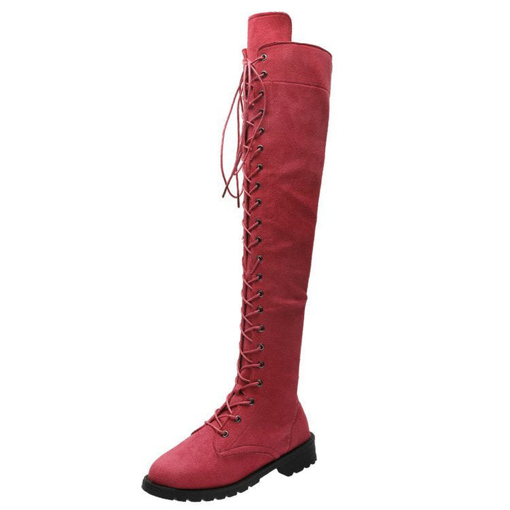 Damen Overknee-Stiefel mit modischer Schnürung und rutschfester Sohle Drune