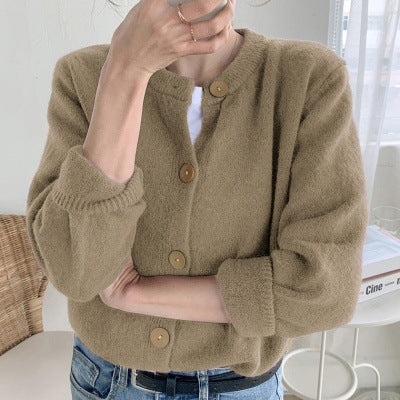Damen weiche Strickjacke mit dekorativen Knopfdetails Drune