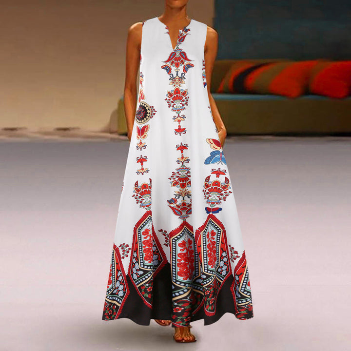 Damen Maxikleid mit floralem Design und schwingendem Saum Drune