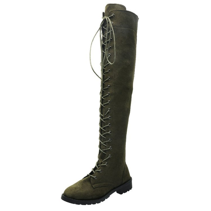 Damen Overknee-Stiefel mit modischer Schnürung und rutschfester Sohle Drune