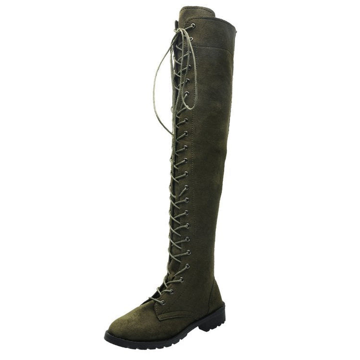 Damen Overknee-Stiefel mit modischer Schnürung und rutschfester Sohle Drune