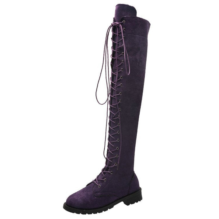 Damen Overknee-Stiefel mit modischer Schnürung und rutschfester Sohle Drune