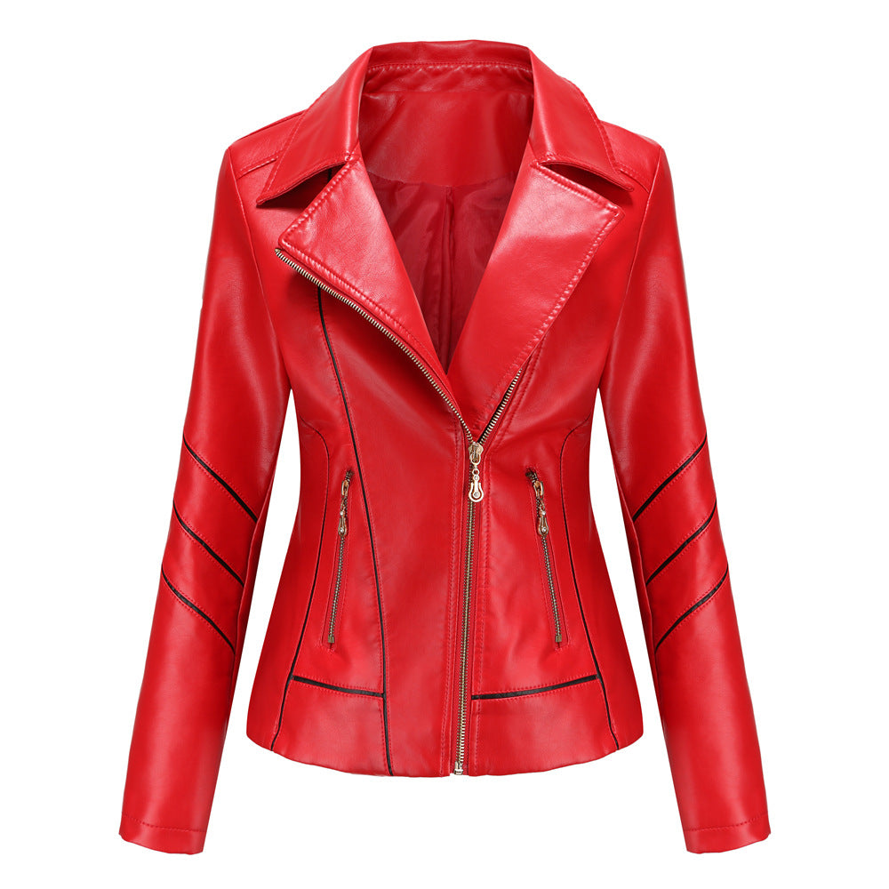 Damen modische Kunstlederjacke mit strukturiertem Design Drune