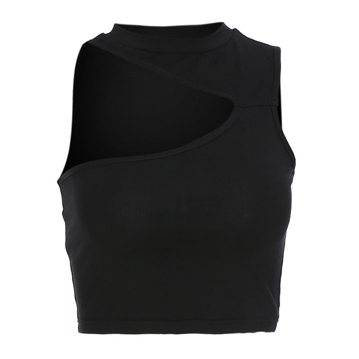 Damen sportliches Crop-Top mit kreativem Cut-Out-Design und atmungsaktivem Material Drune