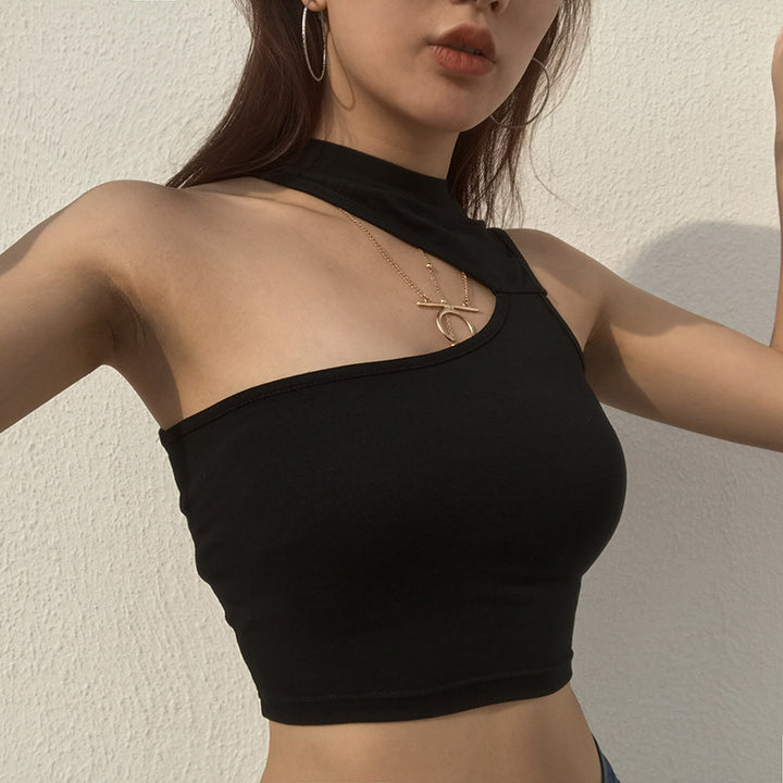 Damen sportliches Crop-Top mit kreativem Cut-Out-Design und atmungsaktivem Material Drune
