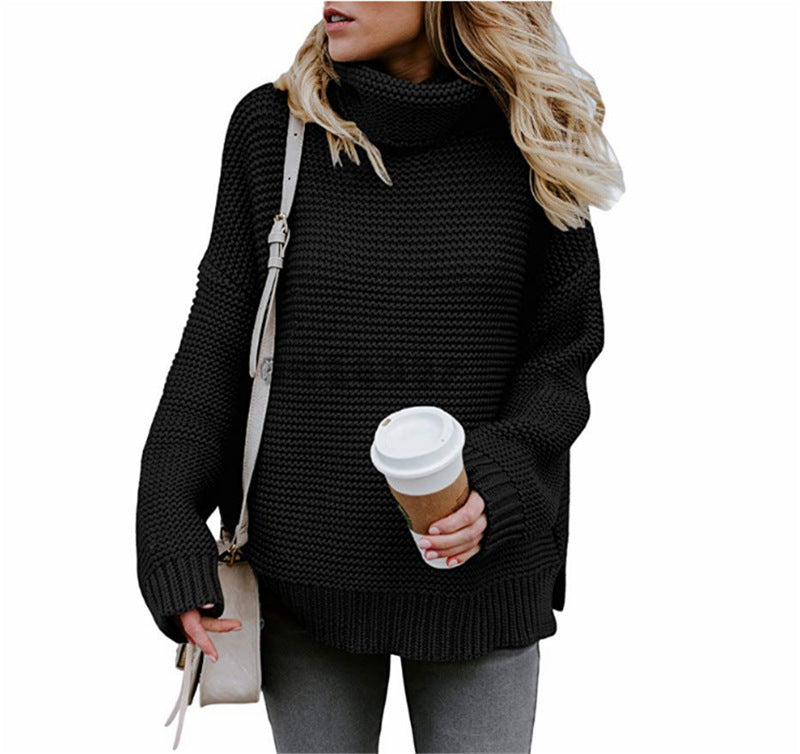 Damen Grobstrickpullover mit hohem Kragen und lässigem Schnitt Drune