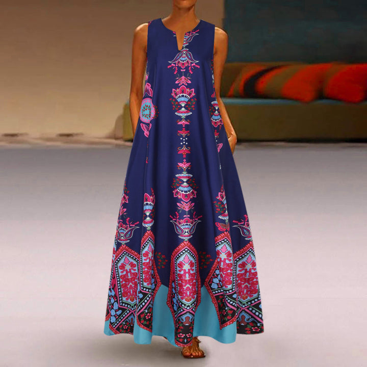 Damen Maxikleid mit floralem Design und schwingendem Saum Drune