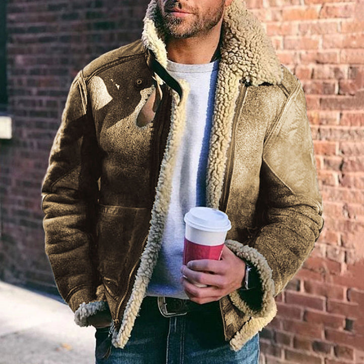 Herren Pilotenjacke mit Sherpa-Innenfutter und Wildlederoptik Drune