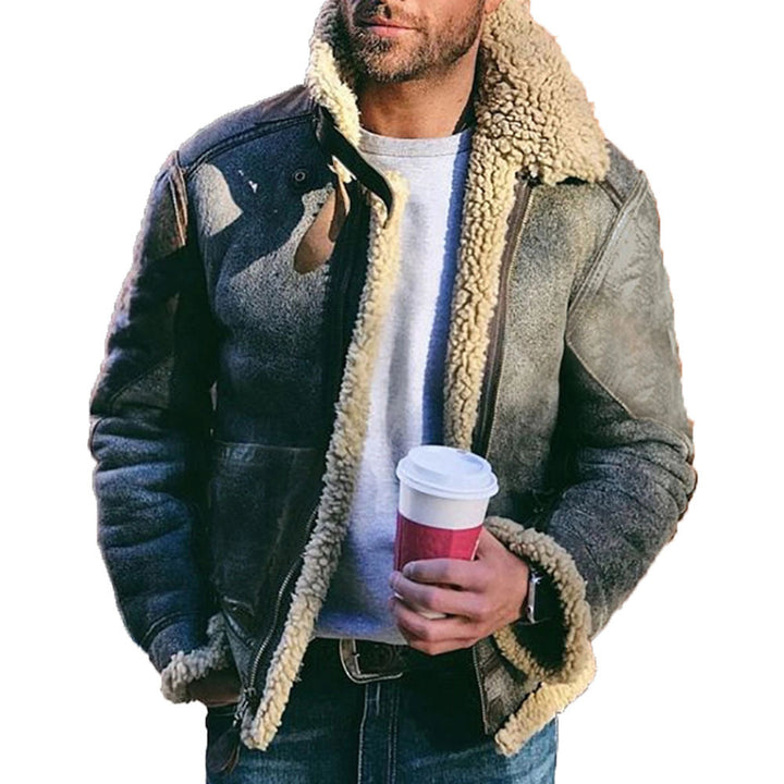 Herren Pilotenjacke mit Sherpa-Innenfutter und Wildlederoptik Drune
