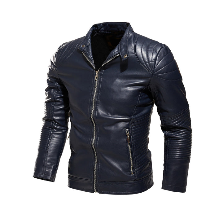 Herren Modische Lederjacke mit Quilt-Detail Drune