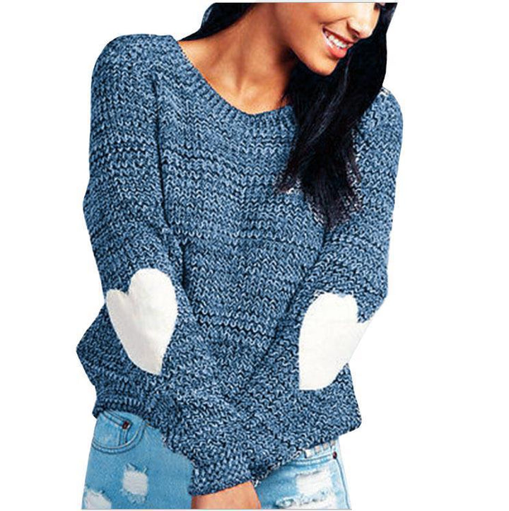 Damen Grobstrickpullover mit Herzapplikationen Drune