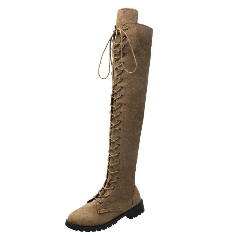 Damen Overknee-Stiefel mit modischer Schnürung und rutschfester Sohle Drune