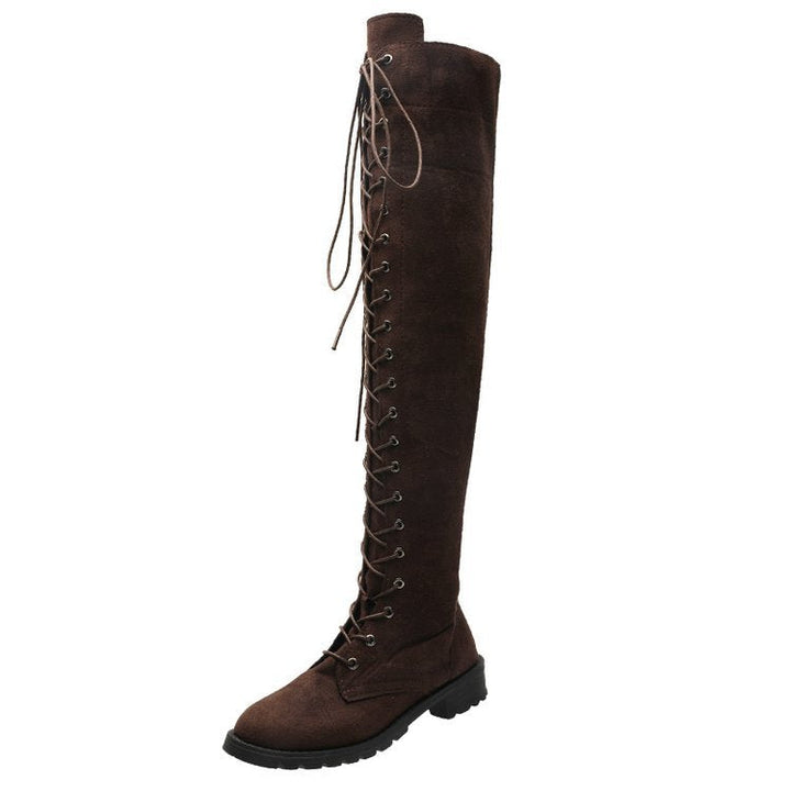Damen Overknee-Stiefel mit modischer Schnürung und rutschfester Sohle Drune