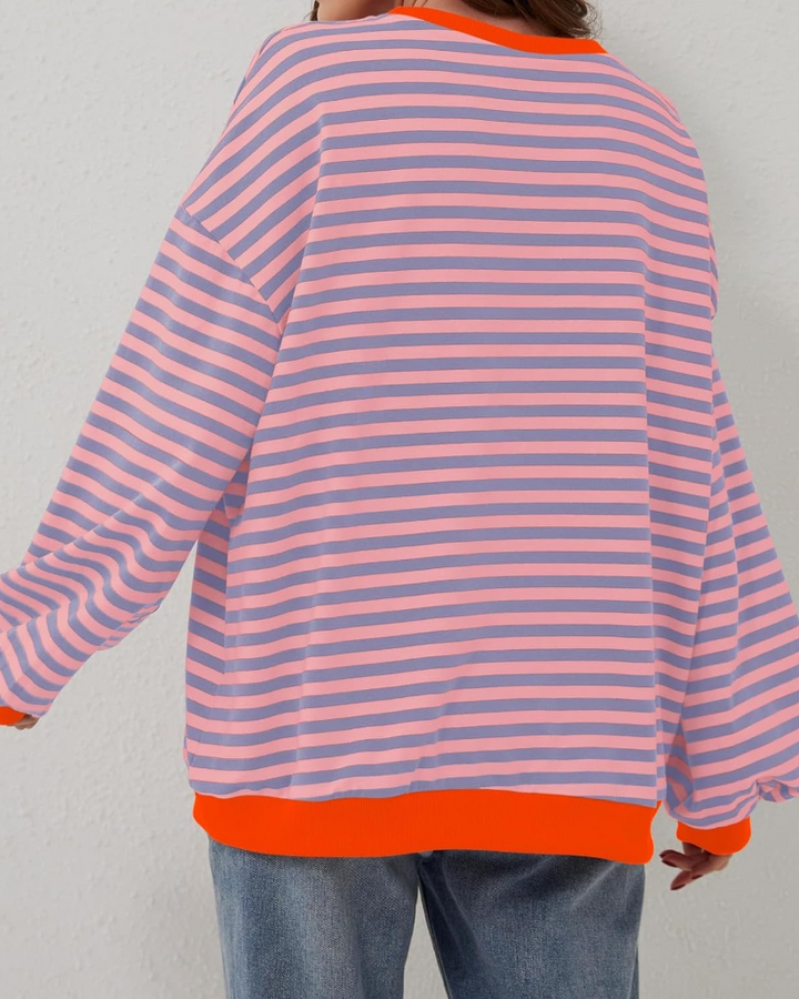 Drune | Übergrößen Streifen Langarm Sweatshirt