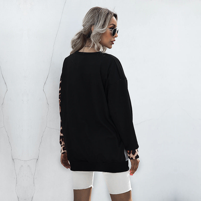 Damen Oversize-Colorblock-Sweatshirt mit Leo-Ärmel und Rundhalsausschnitt Drune