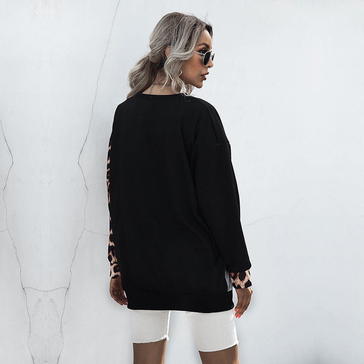 Damen Oversize-Colorblock-Sweatshirt mit Leo-Ärmel und Rundhalsausschnitt Drune