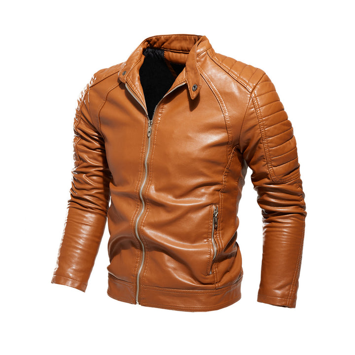 Herren Elegante Kunstlederjacke mit Steppdetails Drune