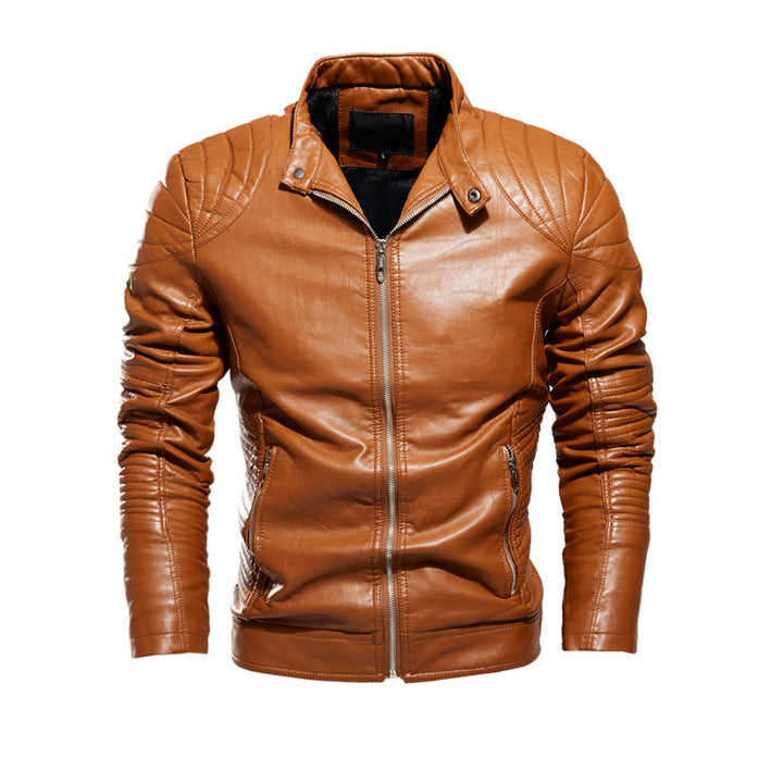 Herren Modische Lederjacke mit Quilt-Detail Drune