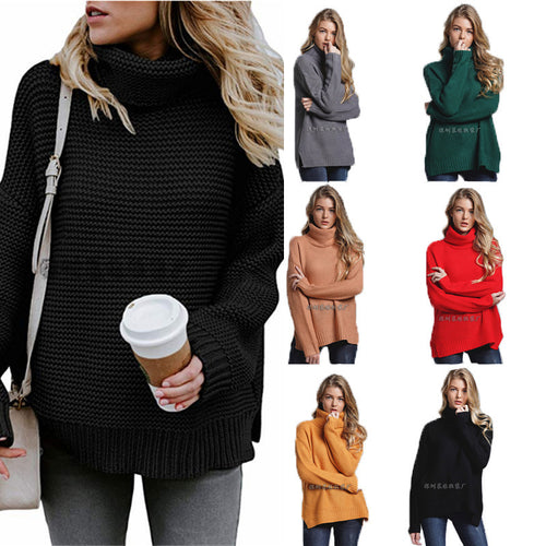 Damen Grobstrickpullover mit hohem Kragen und lässigem Schnitt Drune