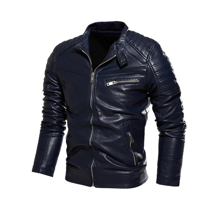 Herren Stylische Lederjacke mit Detailnähten Drune