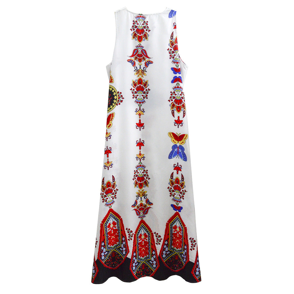 Damen Maxikleid mit floralem Design und schwingendem Saum Drune