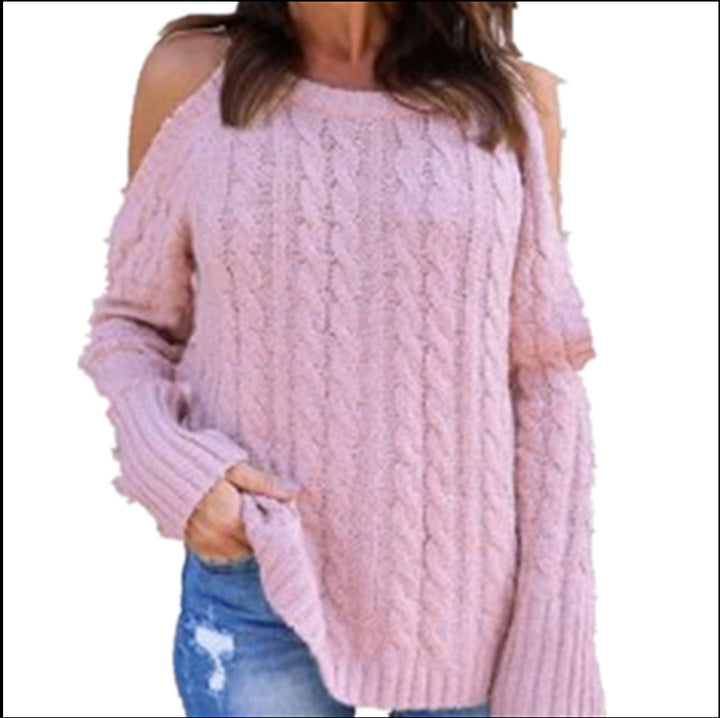 Damen Grobstrickpullover mit offenem Schulterdesign und lockerem Schnitt Drune
