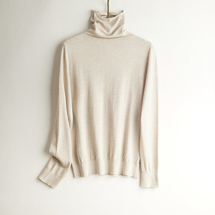 Damen-Strickpullover aus Seide, Stehkragen
