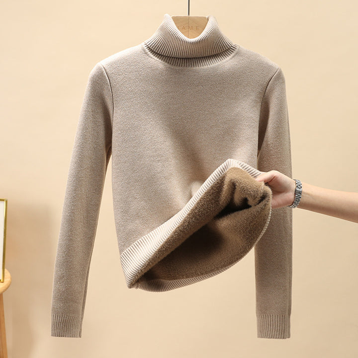 Damen-Rollkragenpullover mit Innenfleece