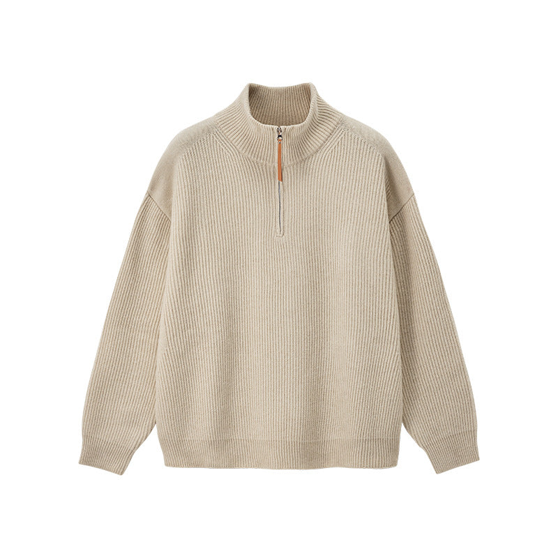 Herren-Strickpullover mit halbem Reißverschluss