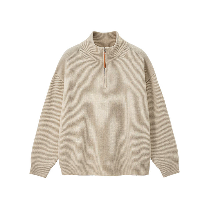 Herren-Strickpullover mit halbem Reißverschluss