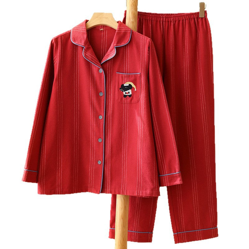 Paar-Schlafanzug aus Baumwoll-Flanell, gestreift