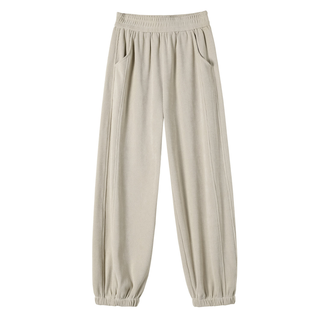 Damen-Freizeithose aus Chenille-Cord, elastischer Beinabschluss