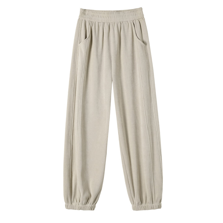 Damen-Freizeithose aus Chenille-Cord, elastischer Beinabschluss