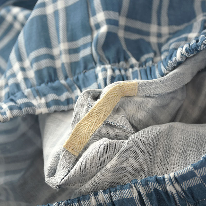 Herren-Pyjama-Set aus Baumwoll-Gaze, kariert