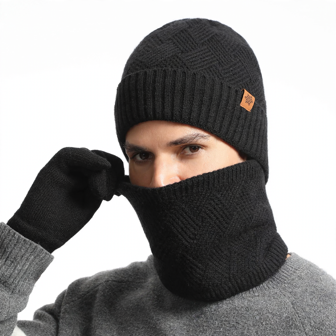 Winter-Set: Strickmütze, Schal und Handschuhe