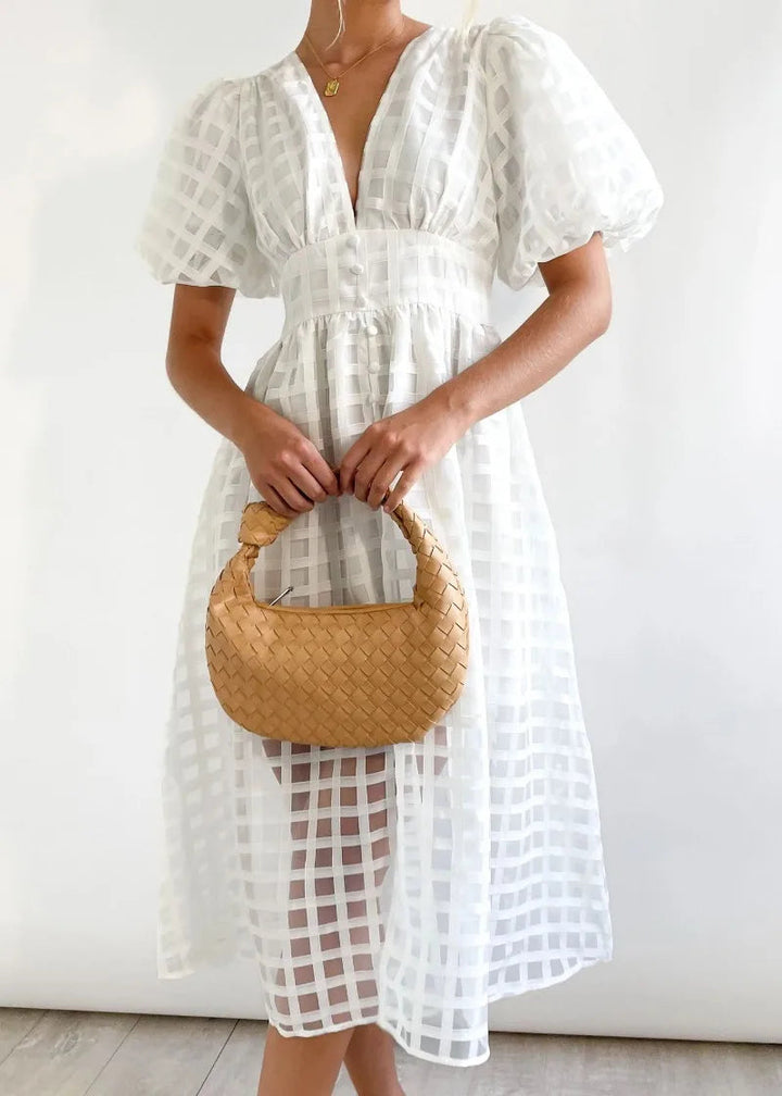 Drune | Puffärmel Midi-Kleid