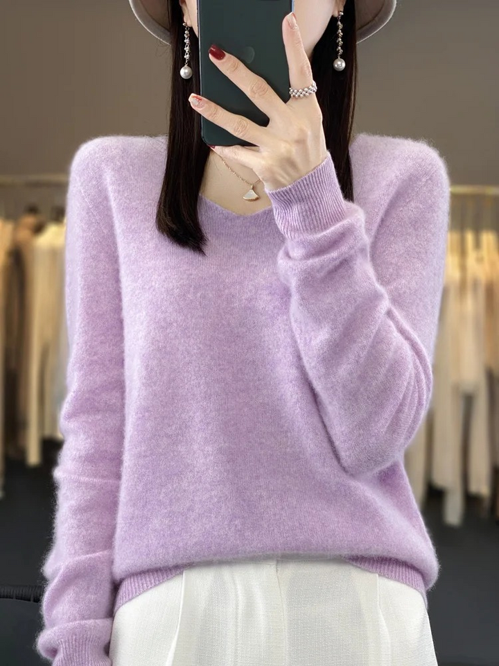 Drune | Cashmere Pullover Damen Eleganter V-ausschnitt, Weich & Komfortabel