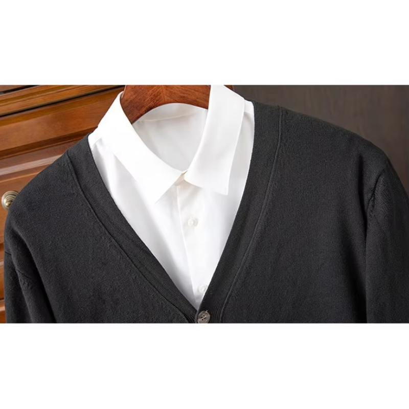 Drune | Herren Strickjacke Mit Knöpfen, Leichter Stoff, Klassischer V-ausschnitt