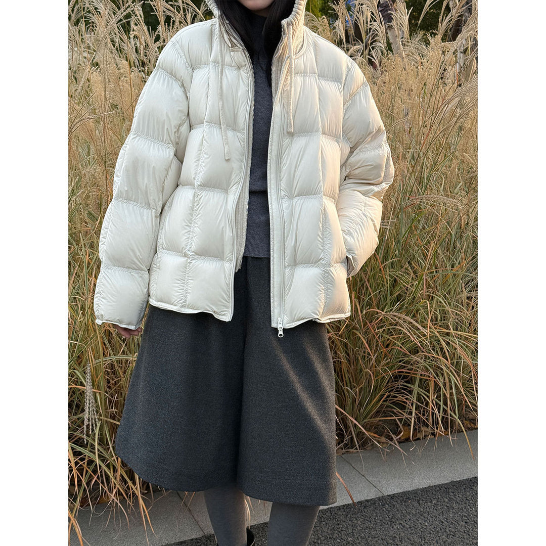 Daunenjacke für Damen mit Strickkapuze und Entenfedern