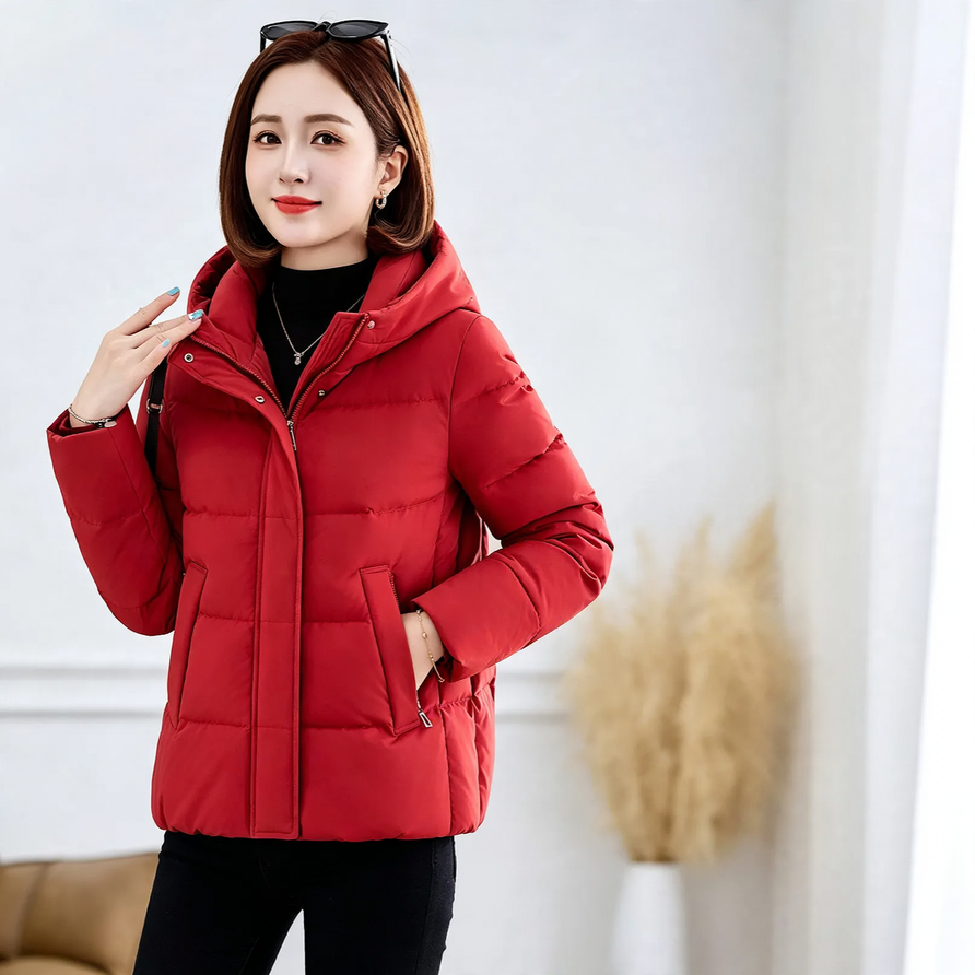 Lange Daunenjacke für Damen, Weißgänsedaunen