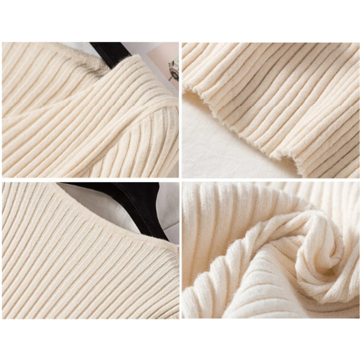 Drune | Pullover - Slim-Fit Rippstrick V-Ausschnitt Pullover