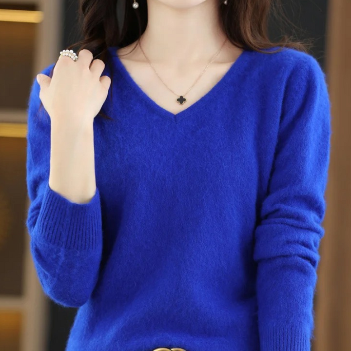 Drune | Cashmere Pullover Damen V-ausschnitt Leichter und Weicher Strickpullover