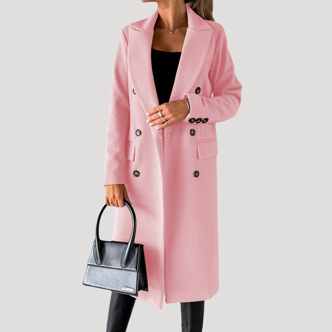 Drune | Damen Lange Wintermantel Doppelreihiger Stil